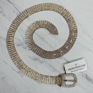 Windsor Rhinestone Gold Tone Glam Belt Size Small (S) Womens ✨